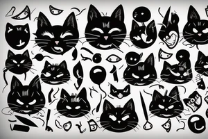 Black cat with knife in mouth tattoo idea