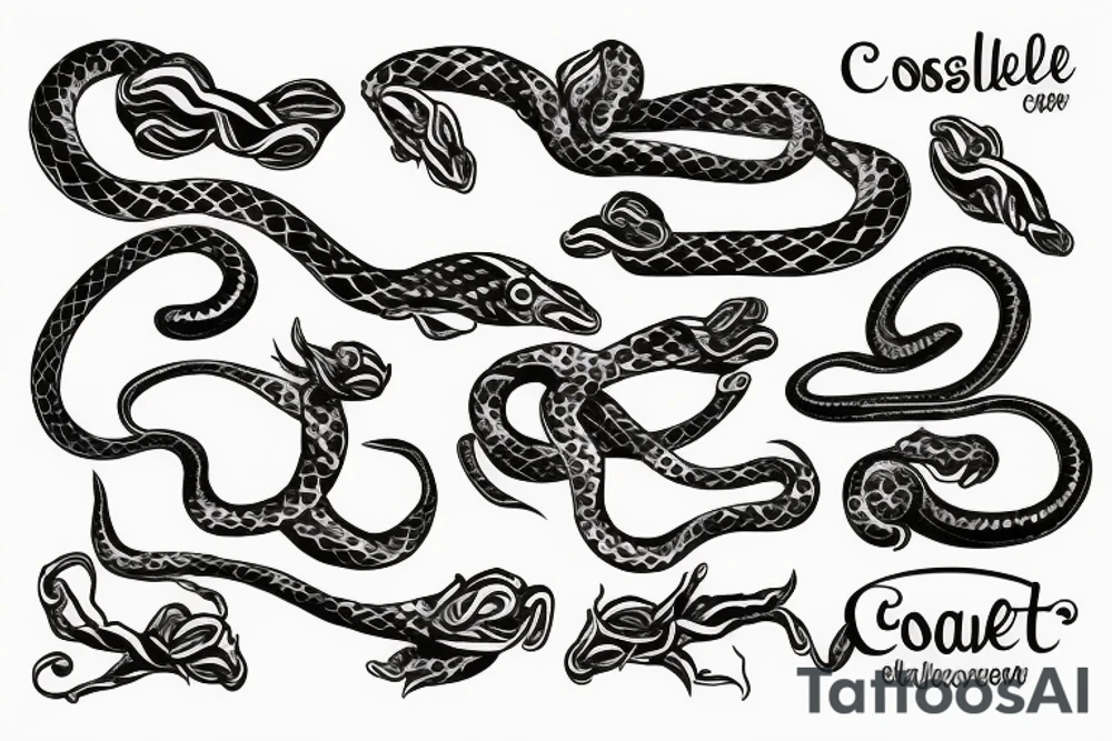 Snake as croissant on hand tattoo idea