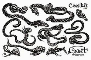 Snake as croissant on hand tattoo idea