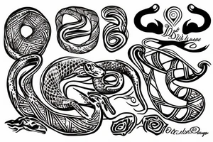 Snake as croissant on hand tattoo idea