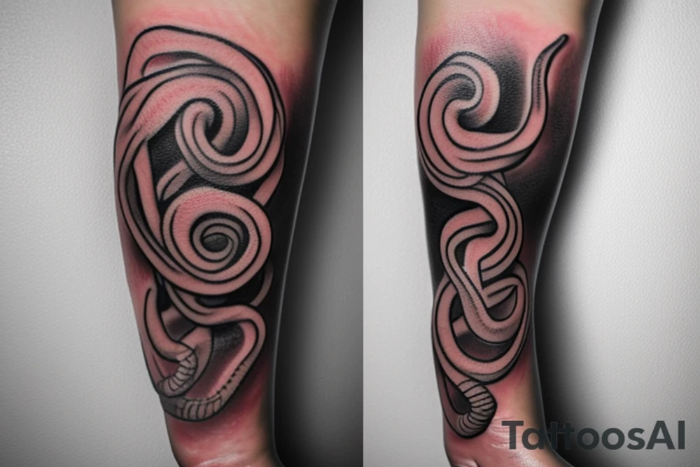 Croissant as snake whole hand tattoo idea