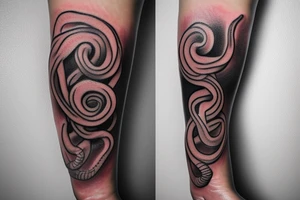 Croissant as snake whole hand tattoo idea