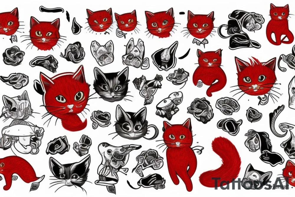 red cat tattoo idea