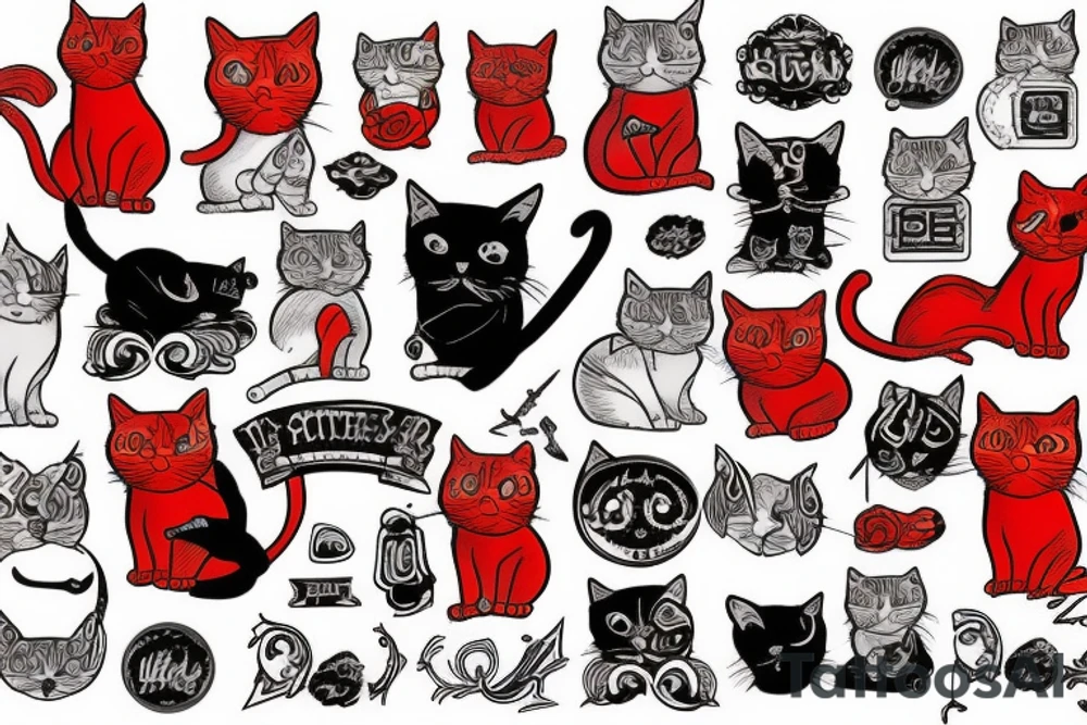 red cat tattoo idea