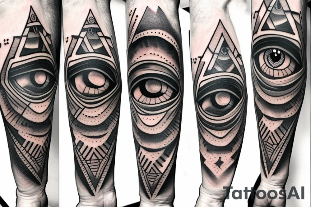 Illuminati pyramid eye on the left arm tattoo idea