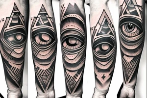 Illuminati pyramid eye on the left arm tattoo idea