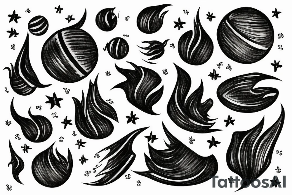 Flaming basketball comet tattoo idea