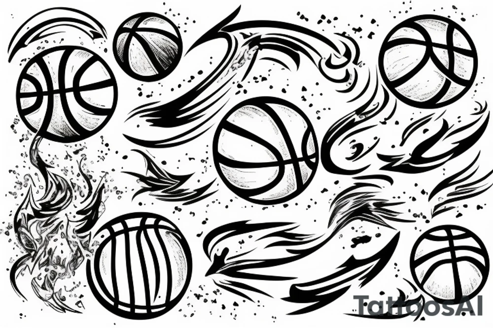 Flaming basketball comet tattoo idea