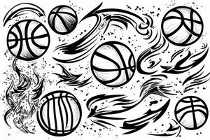 Flaming basketball comet tattoo idea