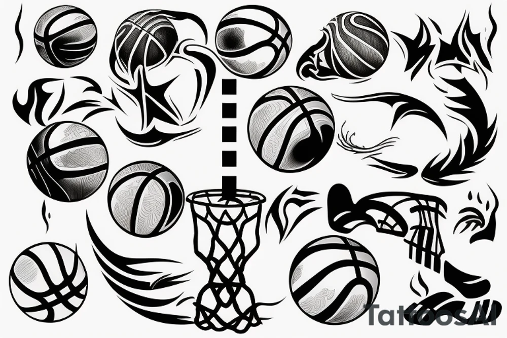 Flaming basketball tattoo idea