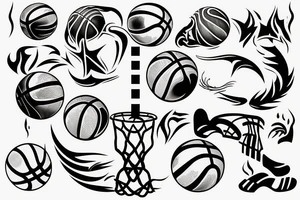 Flaming basketball tattoo idea