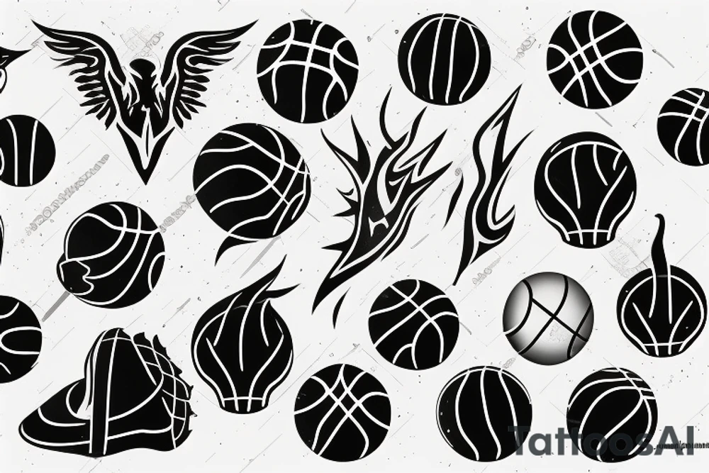 Flaming basketball tattoo idea
