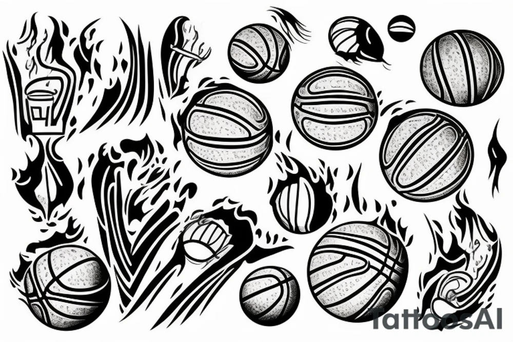 Basketball comet flames tattoo idea