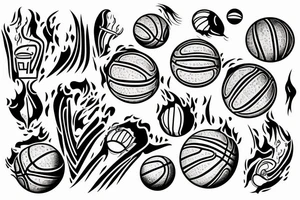 Basketball comet flames tattoo idea