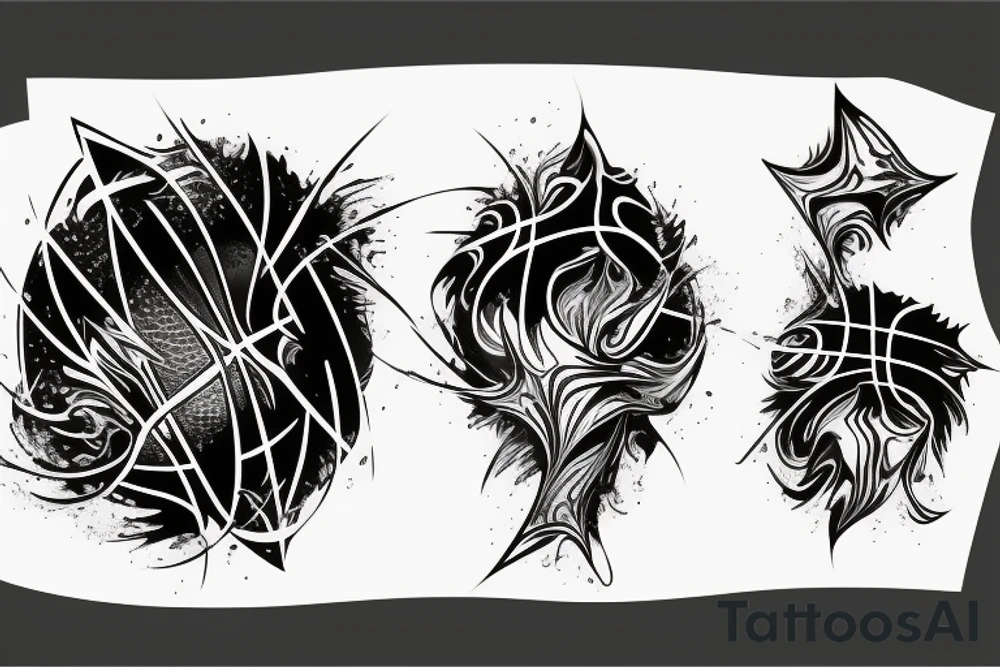 Basketball trailing flames abstract tattoo idea