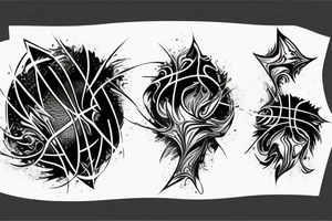 Basketball trailing flames abstract tattoo idea
