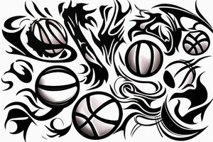 Basketball trailing flames abstract tattoo idea
