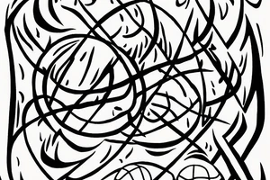 Basketball trailing flames abstract tattoo idea