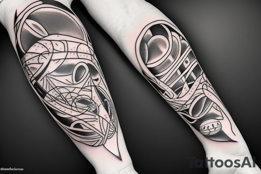 Basketball trailing flames abstract tattoo idea