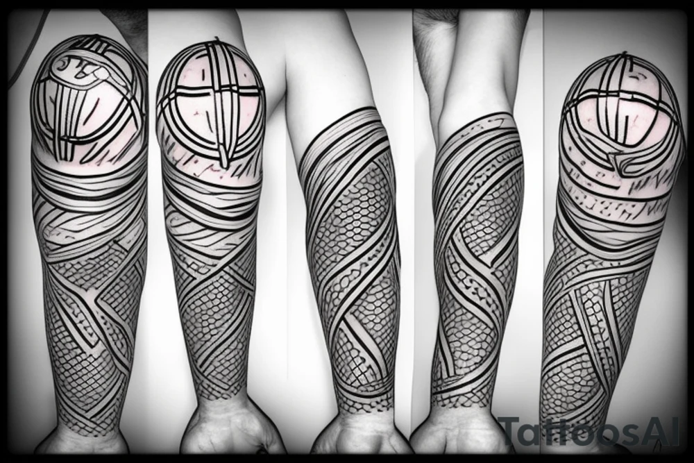 Basketball trailing flames tattoo idea