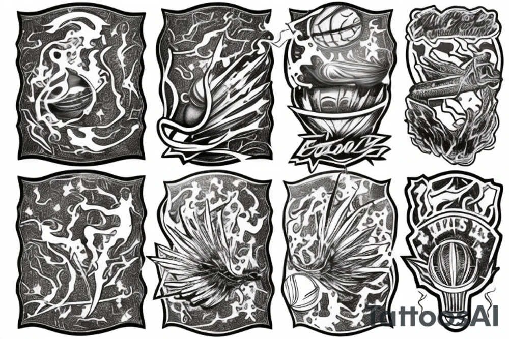 Basketball flaming comet tattoo idea