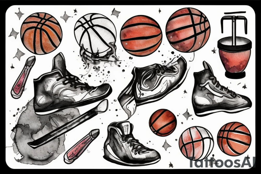 Basketball flaming comet tattoo idea