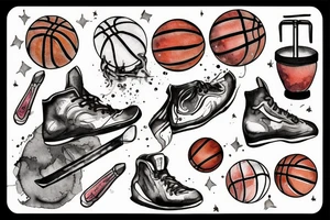 Basketball flaming comet tattoo idea