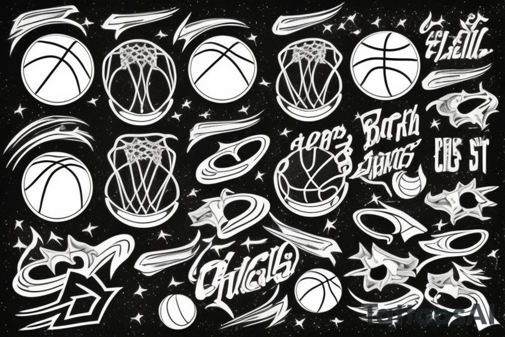 Basketball flaming comet tattoo idea