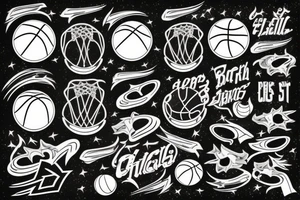 Basketball flaming comet tattoo idea