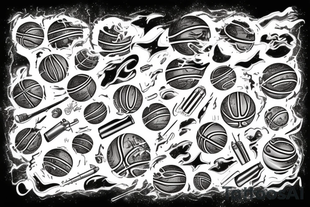 Basketball flaming comet tattoo idea