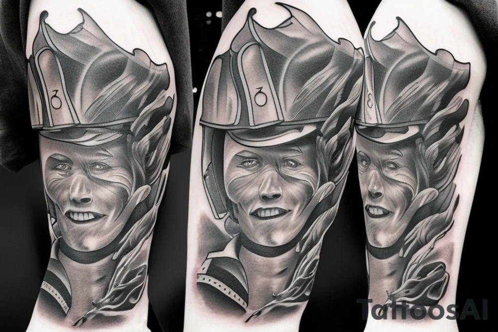 Firefighter on fire tattoo idea