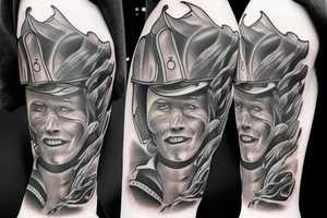 Firefighter on fire tattoo idea