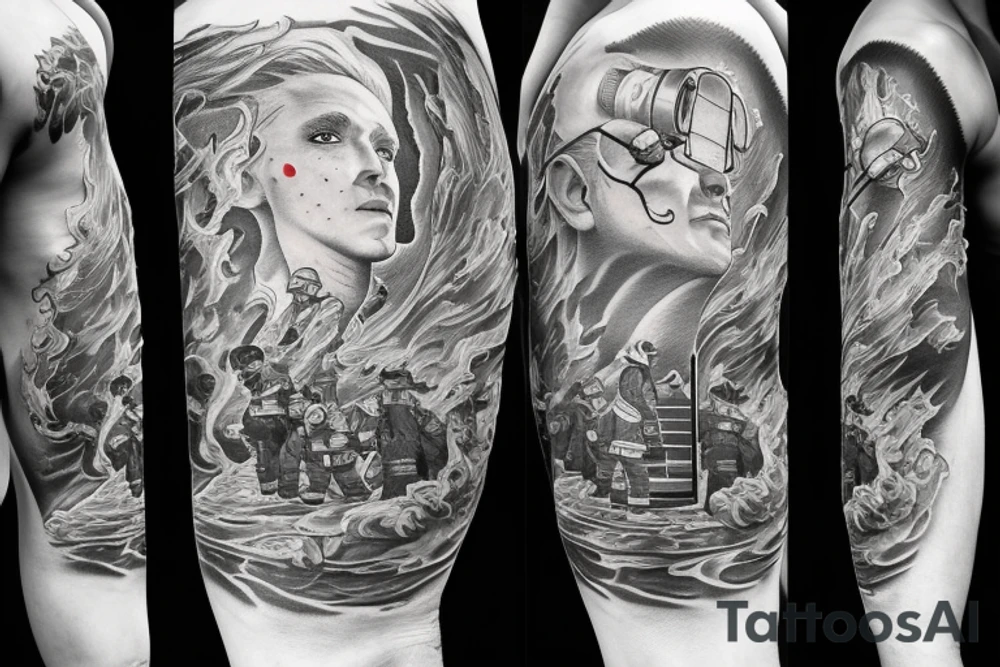 Firefighter on fire tattoo idea