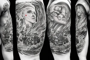 Firefighter on fire tattoo idea