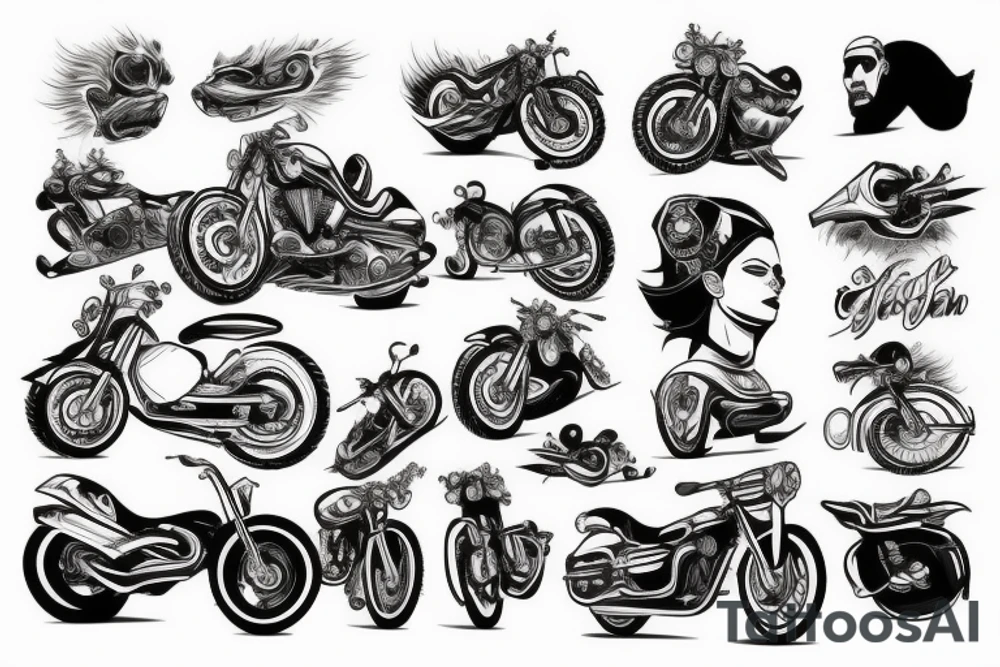 biker on road tattoo idea