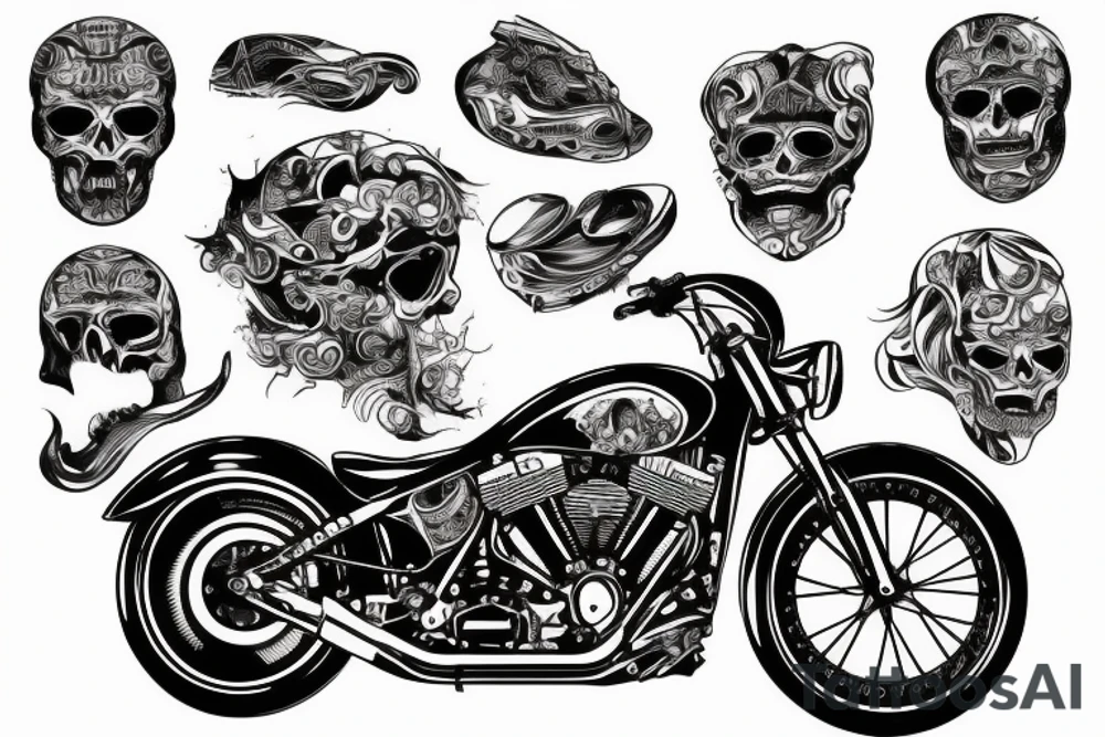 biker on road tattoo idea