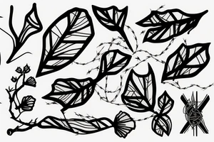 cotton branch with barbed wire tattoo idea