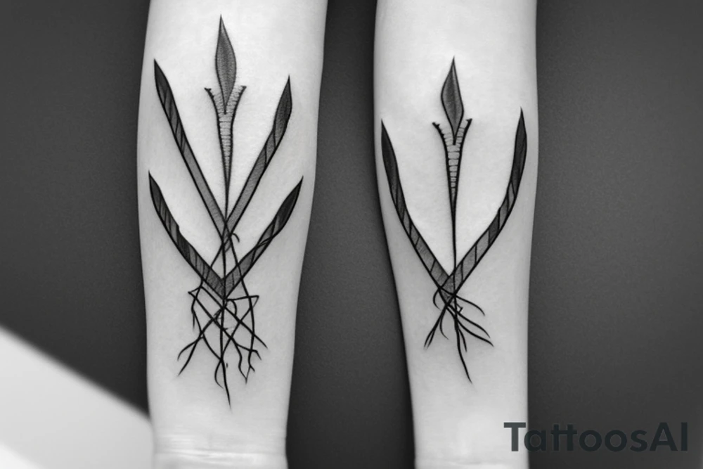cotton branch with barbed wire tattoo idea