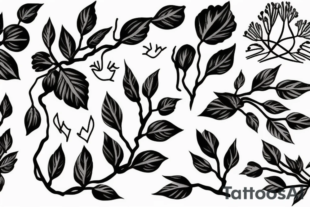 cotton branch with barbed wire tattoo idea