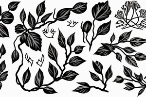 cotton branch with barbed wire tattoo idea