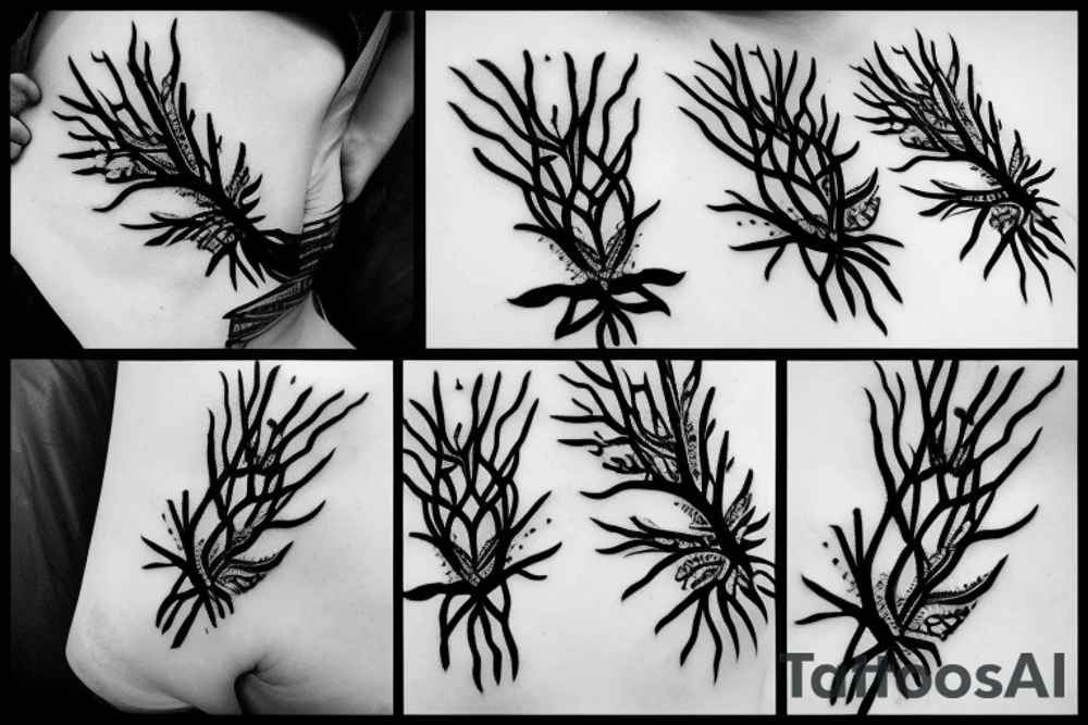 cotton branch with barbed wire tattoo idea
