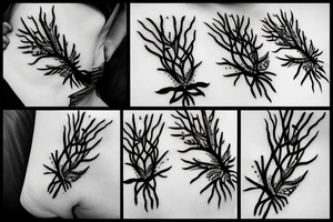 cotton branch with barbed wire tattoo idea