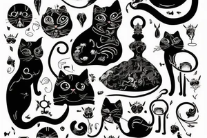 Cat a dress tattoo idea
