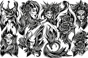 Enigma from Dota 2, covered by flowers tattoo idea