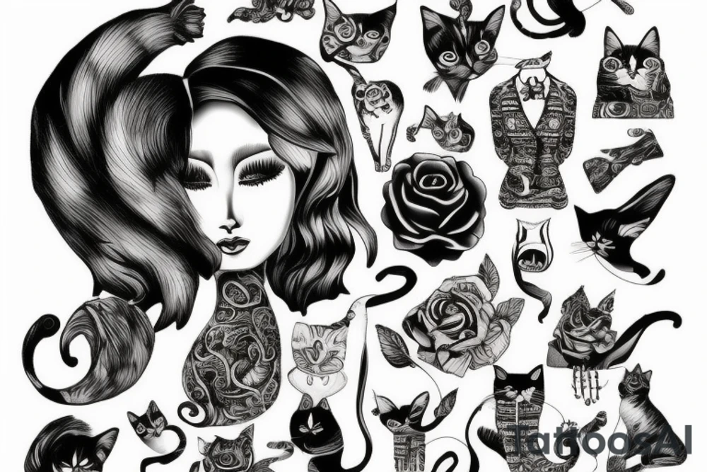 Cat a dress tattoo idea