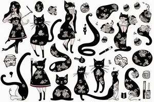 cat in a dress with a cigarette tattoo idea