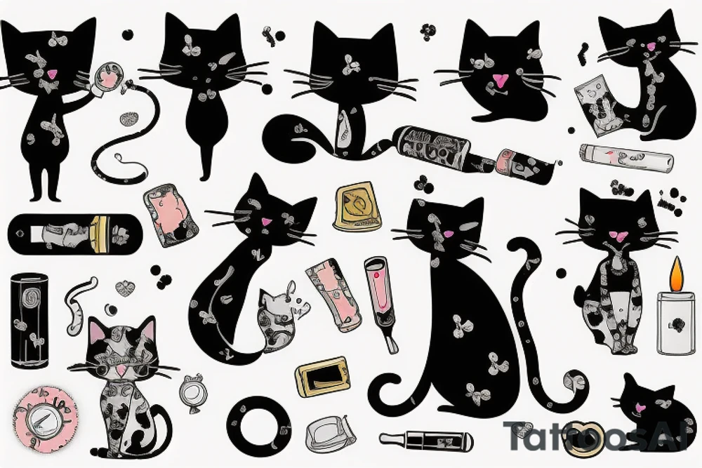 cat in a dress with a cigarette tattoo idea