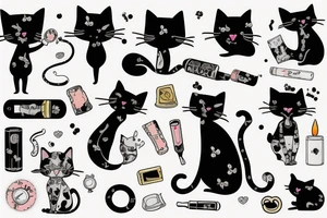 cat in a dress with a cigarette tattoo idea