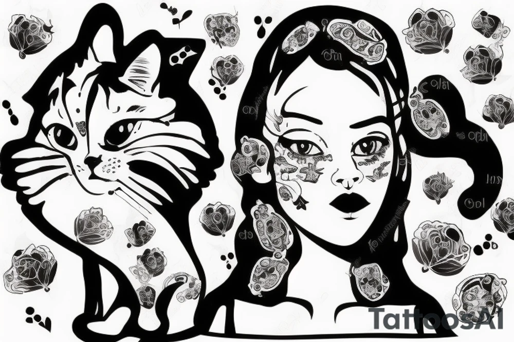 cat in a dress with a cigarette tattoo idea