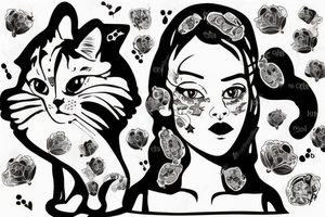 cat in a dress with a cigarette tattoo idea